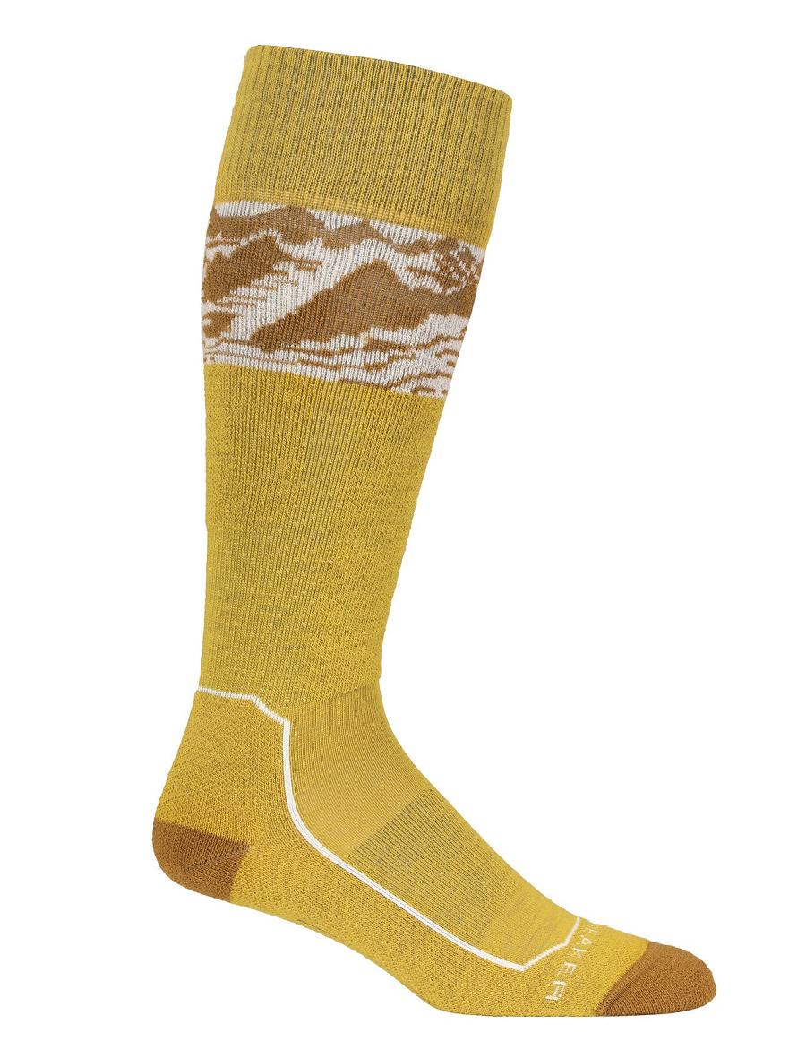 Silent Gold / Clove Icebreaker Merino Ski+ Light Over the Calf Alps 3D Women's Socks | AU 1404HAPK